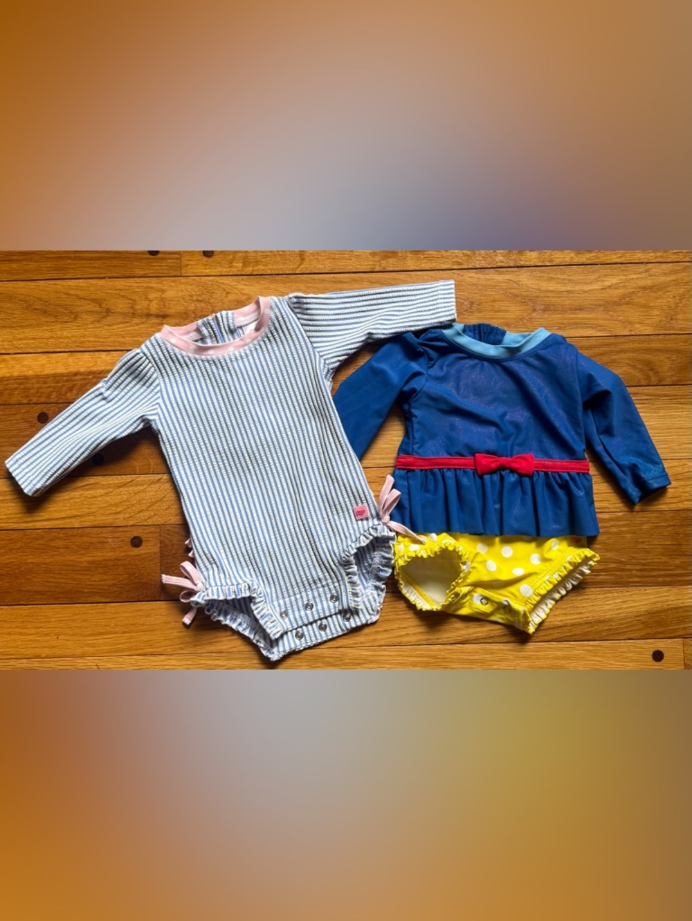 Lot of 2 Baby Girls Rufflebutts Bathing Suits
Size: 3-6 Mos.
